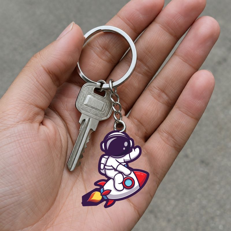 Astronaut theme Acrylic Anime & Cartoon Theme Keychain For Bike & Car Birthday Return Gift For Kids Gift For Girls & Boys